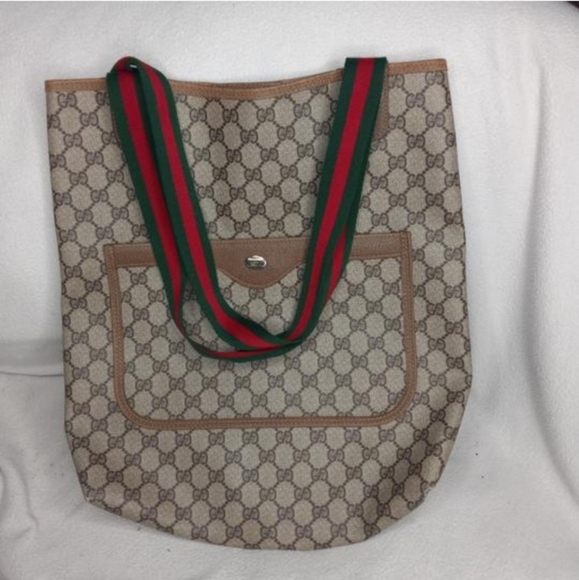 Authentic Vintage Gucci GG Monogram Supreme Sherry Web Ophidia Shopper Shoulder - Picture 3 of 11